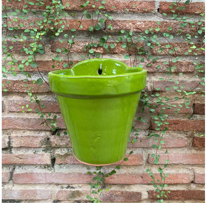 Green glazed hanging pot 22cm